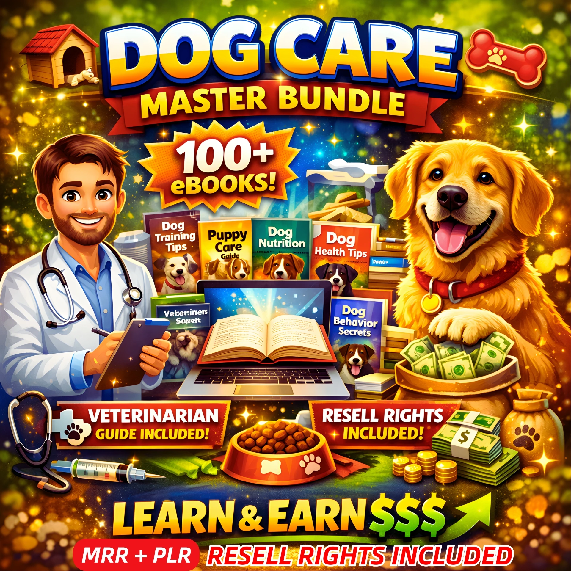 Dog Care Master Bundle – 100+ eBooks + Veterinarian Guide + Resell Rights!