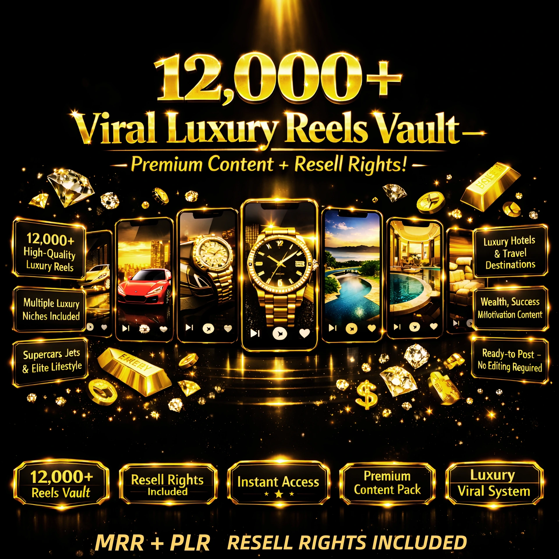 12,000+ Viral Luxury Reels Vault – Premium Content + Resell Rights!