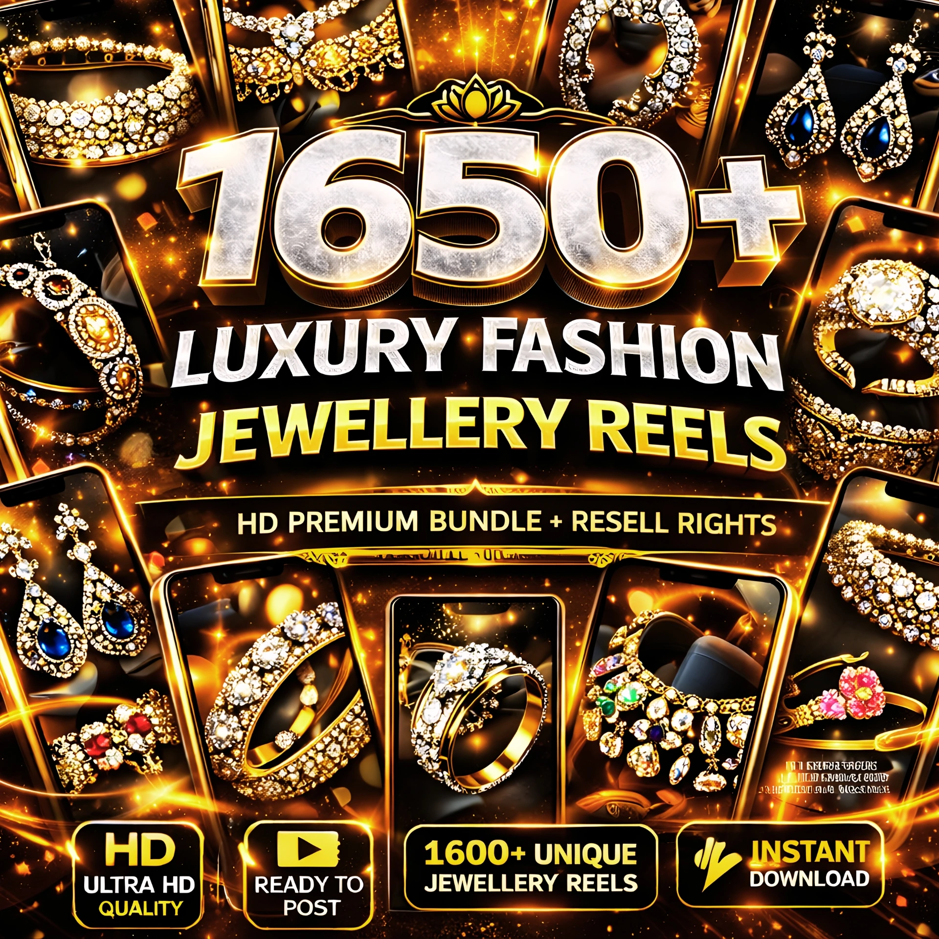 1650+ Luxury Fashion Jewellery Reels - HD Premium Bundle + Resell Rights